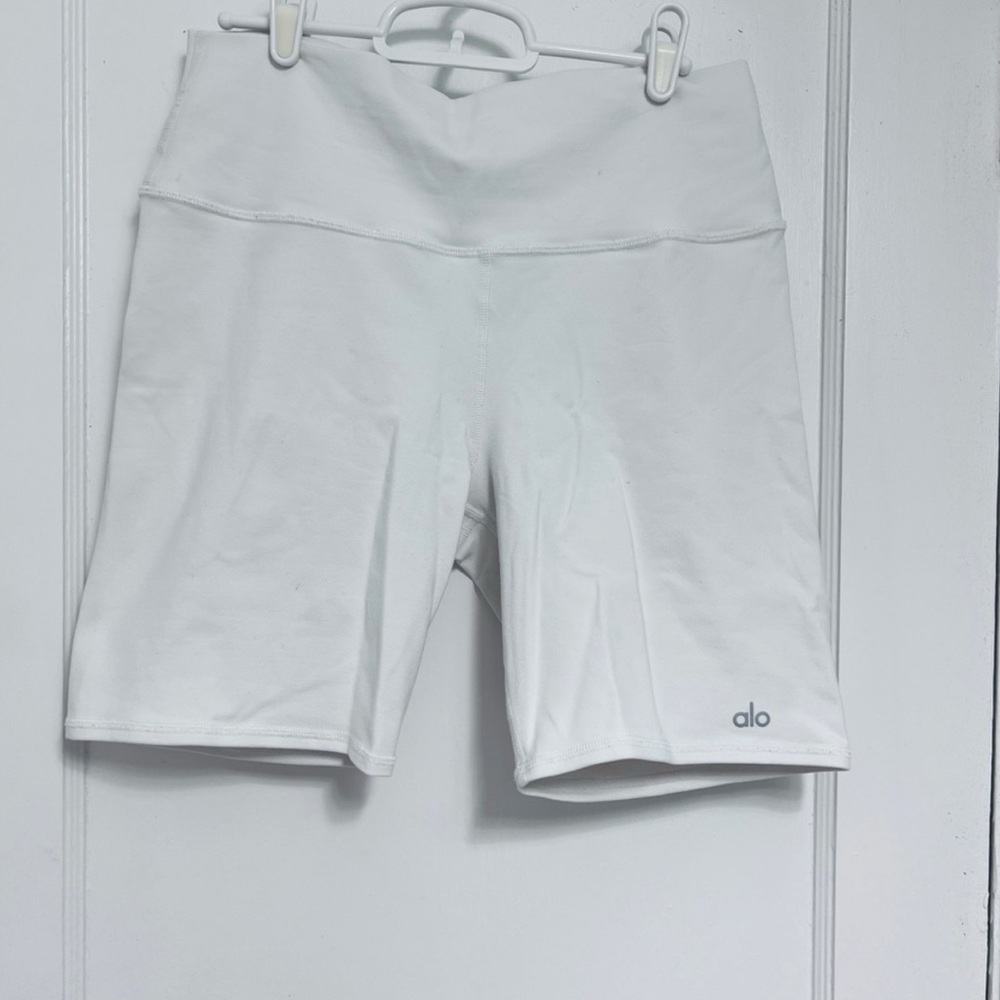 Alo High-Rise White Bike Shorts